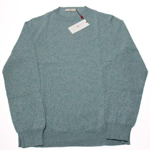 Luciano Barbera NWT Crew Neck Sweater Size 50 (US M) in Blue Cotton & Linen